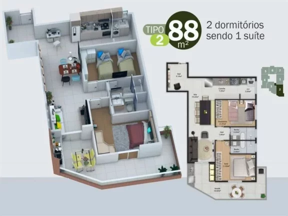 Imagem Apartamento com 1 dorm, Real, Praia Grande - R$ 384 mil, Cod: 895