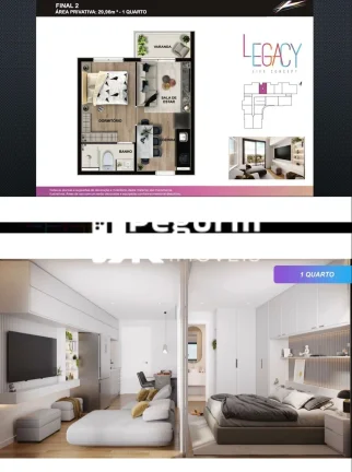 Imagem Apartamento à venda, no Legacy em Pinhais, Centro, com 1 quarto, 30,49m²
