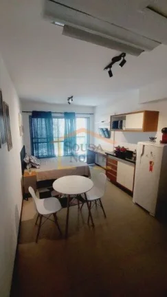 Imagem Apto Studio 27,61m², 1 dormitório, banheiro, sacada, Vidros antirruído, porta com senha eletrôni...