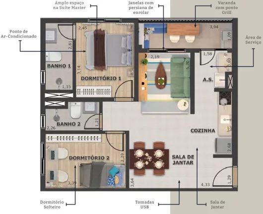 Imagem Apartamento com 2 Quartos à Venda, 56 m² em Vila Palmares - Santo André