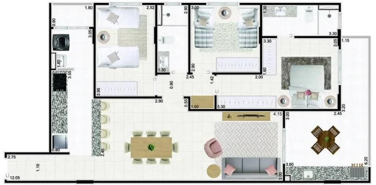 Imagem APARTAMENTO COM 111 m² - CAIÇARA - PRAIA GRANDE SP