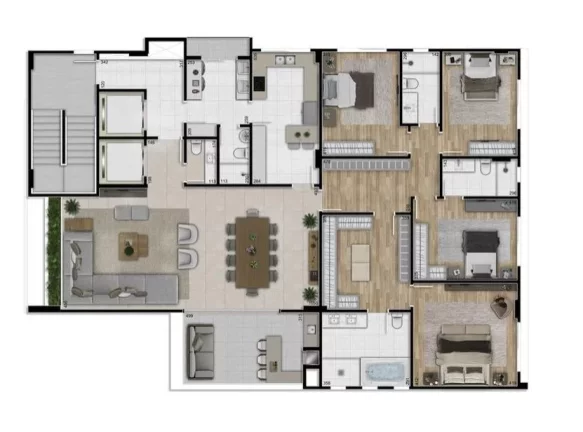 Imagem Apartamento para Venda em Curitiba, Cabral, 3 dormitórios, 3 suítes, 5 banheiros, 3 vagas