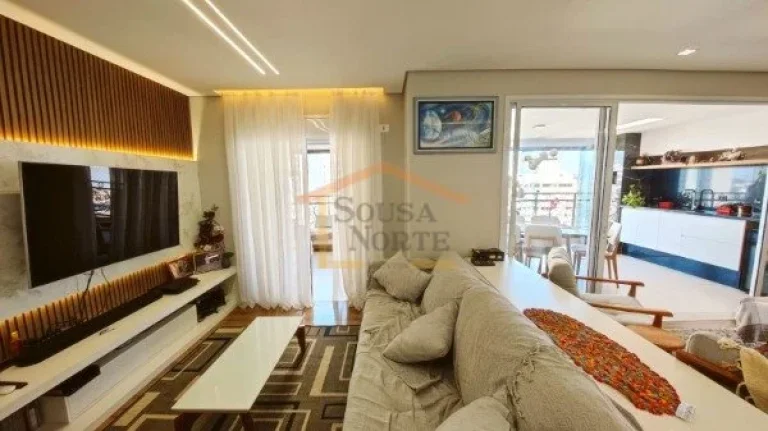 Imagem Apto 145m², 3 suítes, sala ampla, lavabo, sacada com churrasqueira, cozinha americana, área de se...