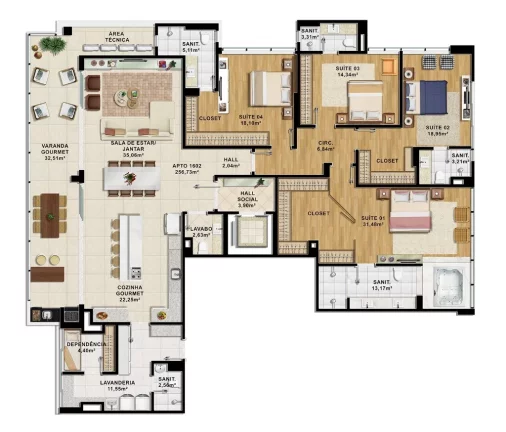 Imagem Apartamento 3 suítes alto padrão no Renato Gonçalves - Barreiras-BA