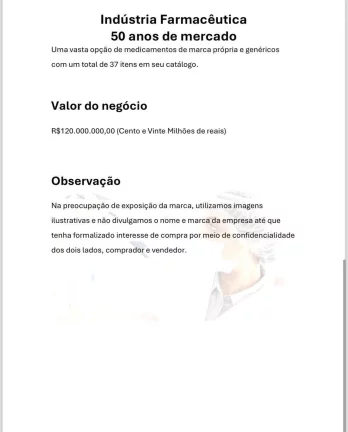 Imagem Indústria Farmacêutica 50 anos de Mercado á Venda - Minas Gerais - MG