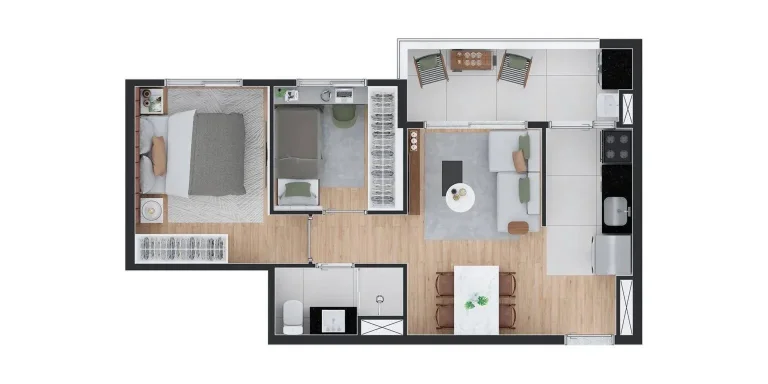 Imagem Apartamento em construção Paraíso - 44M², 2 Dorms.