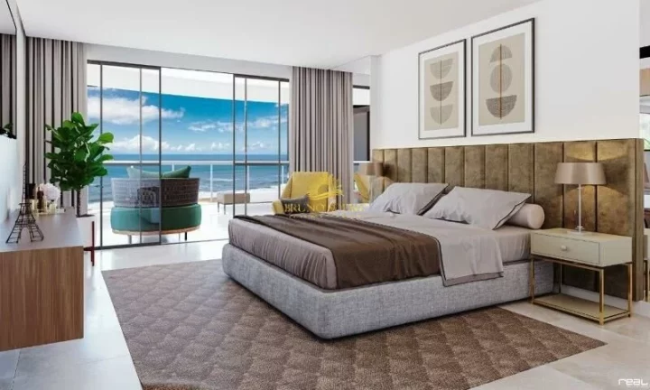 Imagem um Apartamento 4 suítes de vista lateral para o mar e prédio em frente ao mar, com 205 metros quad...