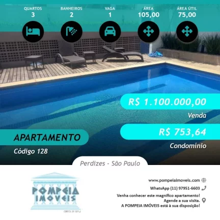Venda Apto 75m² | 3 Dormitórios (1 Suíte) | Pompeia/Perdizes | 1 vaga