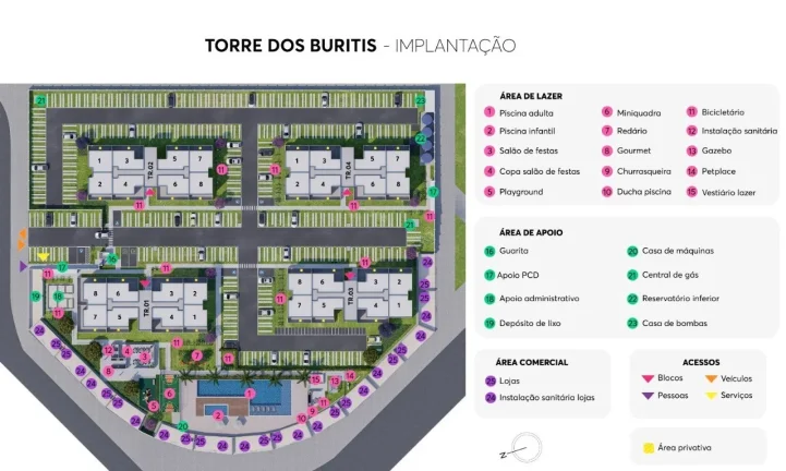 Imagem Apto 2 Qtos 1 Vaga 45,46m² Cond Torres do Buritis Samambaia