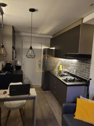 Imagem Apartamento 1 dormitório, com móveis planejados, sala integrada com a cozinha planejada, sacada, r...
