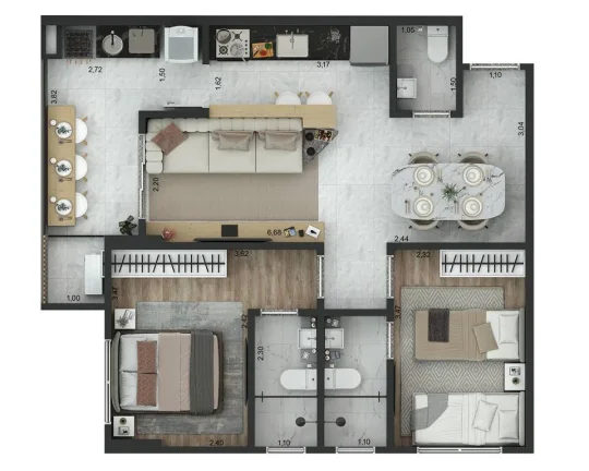 Imagem APARTAMENTO COM 61.89 m² - GUILHERMINA - PRAIA GRANDE SP