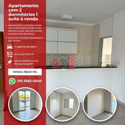 Apartamento com 2 dorms, Centro, Pirassununga - R$ 320 mil, Cod: 136