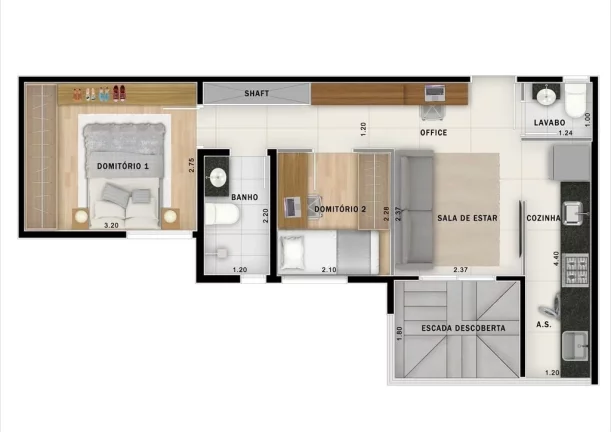 Imagem Apartamento de 2 quartos com 44m² à venda no Jardim, Santo André-SP - Condomínio Move Jardim