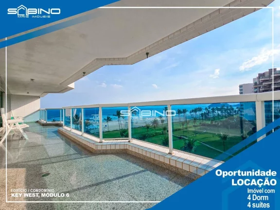 Imagem Belíssimo Apartamento Pé na Areia Fontal para Locação, com 4 suítes, com 186,79m² de área útil 2 vagas