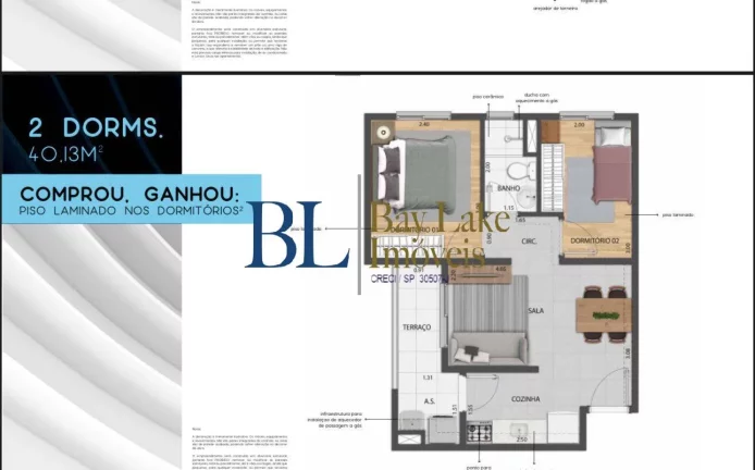 Imagem Apartamento 2 Dormitórios com Varanda em Condomínio Completo
