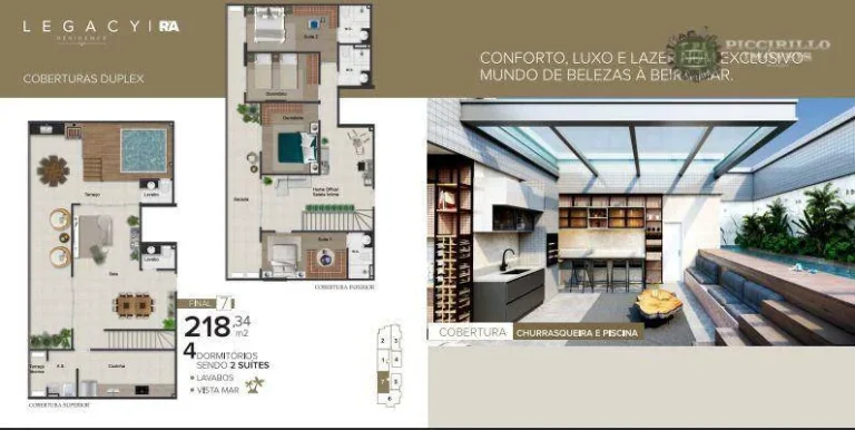 Imagem Cobertura com 4 dormitórios à venda, 218 m² por R$ 2.180.000,00 - Vila Guilhermina - Praia Grande/SP