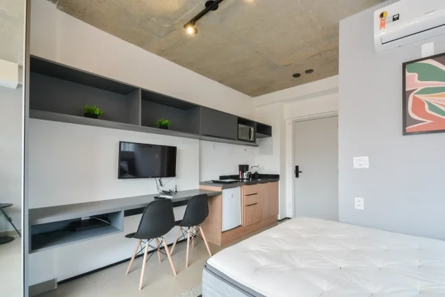 Imagem Studio Alameda Lorena - 21M², 1 Dorm, Mobiliado, Móveis Planejados, Academia, Piscina, Coworking, Lobby com Pé Direito Duplo.