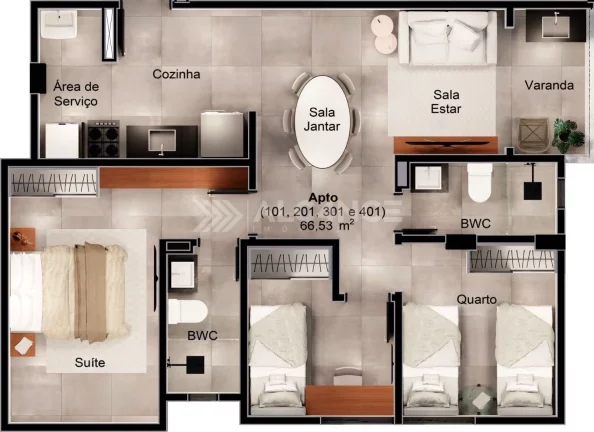 Imagem Apto - 2 Quartos - 1 Suíte - 66,53 m² - Intermares, Cabedelo/PB