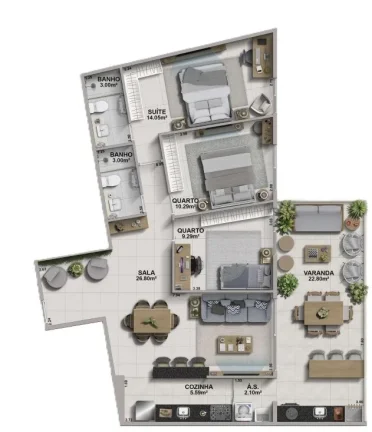 Imagem Cobertura de Luxo à Venda no Recreio dos Bandeirantes, Rio de Janeiro - 3 Quartos, 1 Suíte, 3 Vagas - 108,82m²