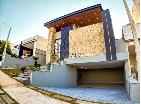 Imagem Casa moderna com 3 suítes e escritório a venda, por R$ 3.190.000 - Condomínio Alto Padrão - Indaiatuba/SP