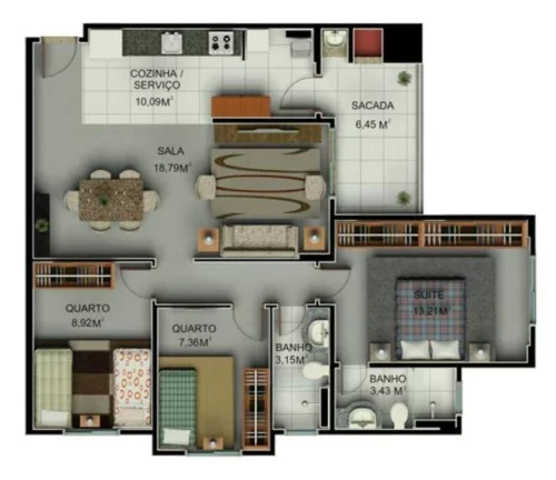 Imagem Apartamento para Venda em São José dos Pinhais, Centro, 3 dormitórios, 1 suíte, 2 banheiros, 2 vagas