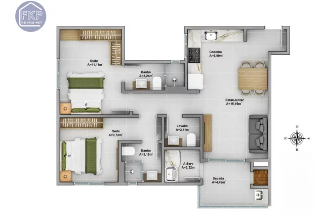 Imagem Apartamento 2 suítes!
