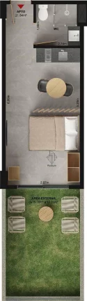 Imagem Flats Studio térreo com área privativa à beira mar da praia do Bessa - FL0756