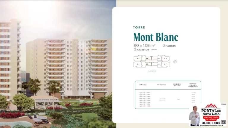 Imagem Apartamento a venda 3 quartos Ed. MONT BLANC - Vila da Serra - Destaque possui uma planta ampla e bem distribuída, com 92,53 m2 de área privativa.