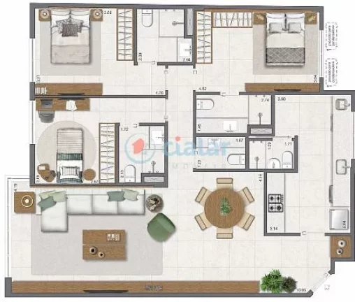 Imagem Apartamento à venda 3 Quartos 3 Suites 1 Vaga 111.66M Leblon Rio de Janeiro - RJ | Paradís