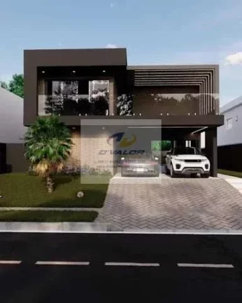 Imagem Vendo casa, em condomínio fechado, com 274,20m², 3 suítes, escritório, cozinha c/ ilha integrada e 4 vagas