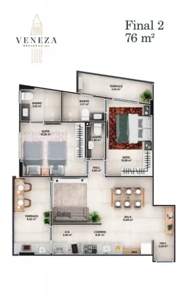 Imagem APARTAMENTO COM 76.79 m² - AVIAÇÃO - PRAIA GRANDE SP
