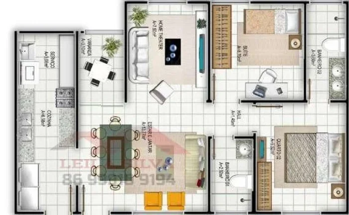 Imagem Apartamento 3 dormitórios para Venda em Teresina, Samapi, 3 dormitórios, 1 suíte, 2 banheiros, 2 vagas