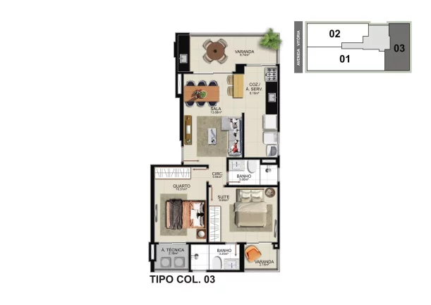 Imagem Apartamento Alto Padrão, 03 Quartos, 01 Suite, Suite Canadense, Area de Lazer Completa, 03 Vagas de Garagem, 117,48 mts2, Praia do Morro, Guarapari - ES