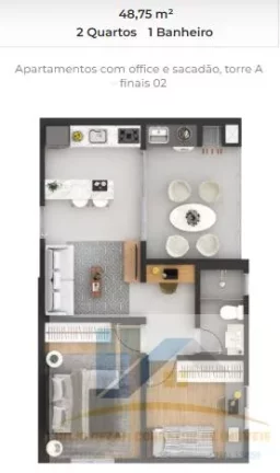 Imagem Apartamento para Venda em Pinhais, Centro, 2 dormitórios, 1 banheiro, 1 vaga