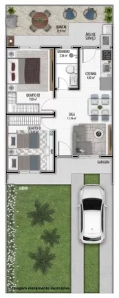 Imagem Casa para Venda em Fazenda Rio Grande, Estados, 2 dormitórios, 1 banheiro, 1 vaga
