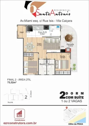 Imagem APARTAMENTO COM 75.54 m² - CAIÇARA - PRAIA GRANDE SP