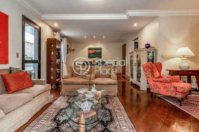 Imagem Ótimo apartamento com 135m² no Brooklin. Amplo living com varanda na copa das árvores, sala de ja...