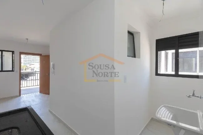 Imagem Apartamento com 33,70m², dispõe de 2 dormitórios, 1 banheiro, sala dois ambientes, cozinha com ga...