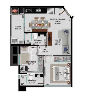 Imagem Apartamento na Planta Guanabara com 44,78m² e 49,64m²