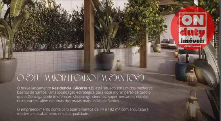 Imagem Lançamento Apartamento com 2 dormitórios para venda 74 m² a partir R$ 796.556,25- Gonzaga - Santos/SP