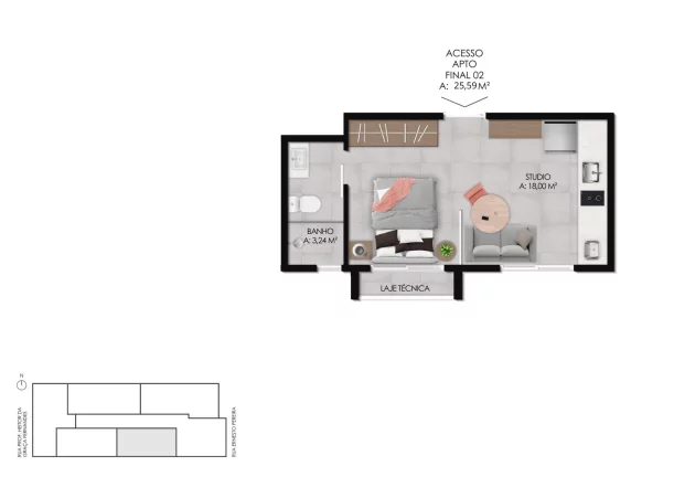 Apto tipo Studio em construção em camobi Ed BONN - Entrega março/26