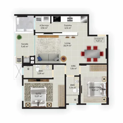 Imagem Apartamento 2 Dormitórios para venda em São José - SC
