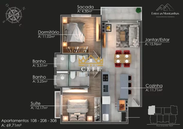 Imagem Apartamento com 1 Dormitorio(s) localizado(a) no bairro Várzea Grande em Gramado / RIO GRANDE DO SUL Ref.:1454
