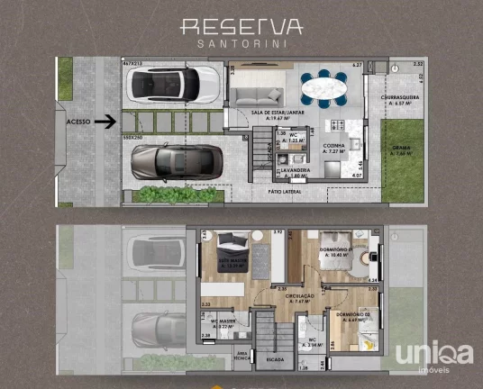 Imagem Casa tipo sobrado 03 quartos suíte 2 vagas garagem no Terras Santorini