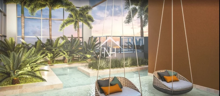Imagem apartamento de 131m com 3 Suítes, Hall Privativo,2 Vagas, Terraço Gourmet, Academia, Churrasqueira, Brinquedoteca,Deck, Piscina,Solarium, Spa, Lareira