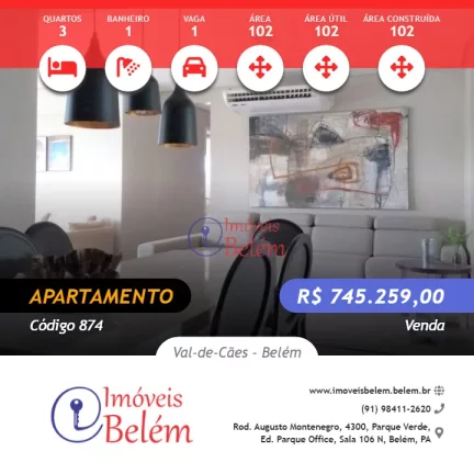 Imóveis Belém Vende Breeze apt 3/4 c/ suíte Cidade Cristal.