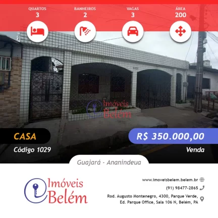 Imóveis Belém vende casa 3/4 no conjunto Guajará 1