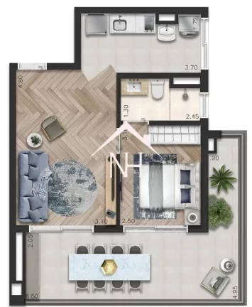 Imagem Studio de 58m c/1 suíte, terraço gourmet, pet place, Coworking, Piscina Deck molhado,Salão de festas, Churrasqueira, Fitness,Lavanderia,Bicicletário