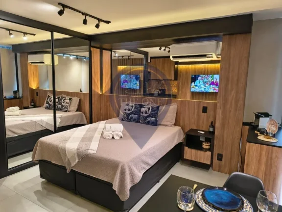 Imagem Studio à venda ou locação em Indianópolis, São Paulo-SP: 1 quarto, 2 salas, 1 banheiro, 27m² de luxo!