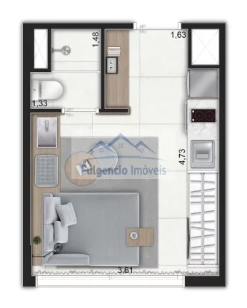 Imagem Studio para venda em Moema de 20m². Próximo do Parque ibirapuera